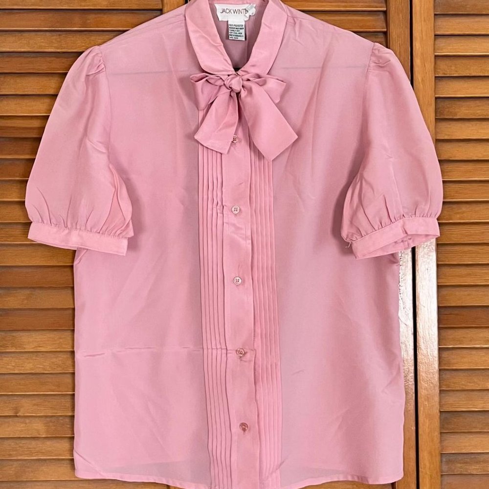 Jack Winter  Vintage 80's  Blouse with removable collar tie pink